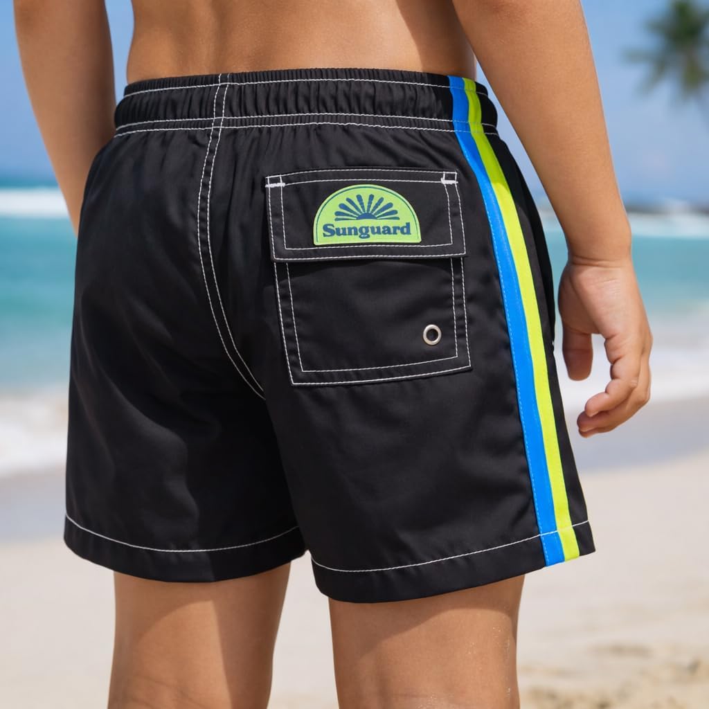 Sunguard Swim Eddie Swim Trunks for Kids, Toddler (2-9years) - Neon, Bright Boys Girls Boardshorts - Soft Stretch, Drawstring