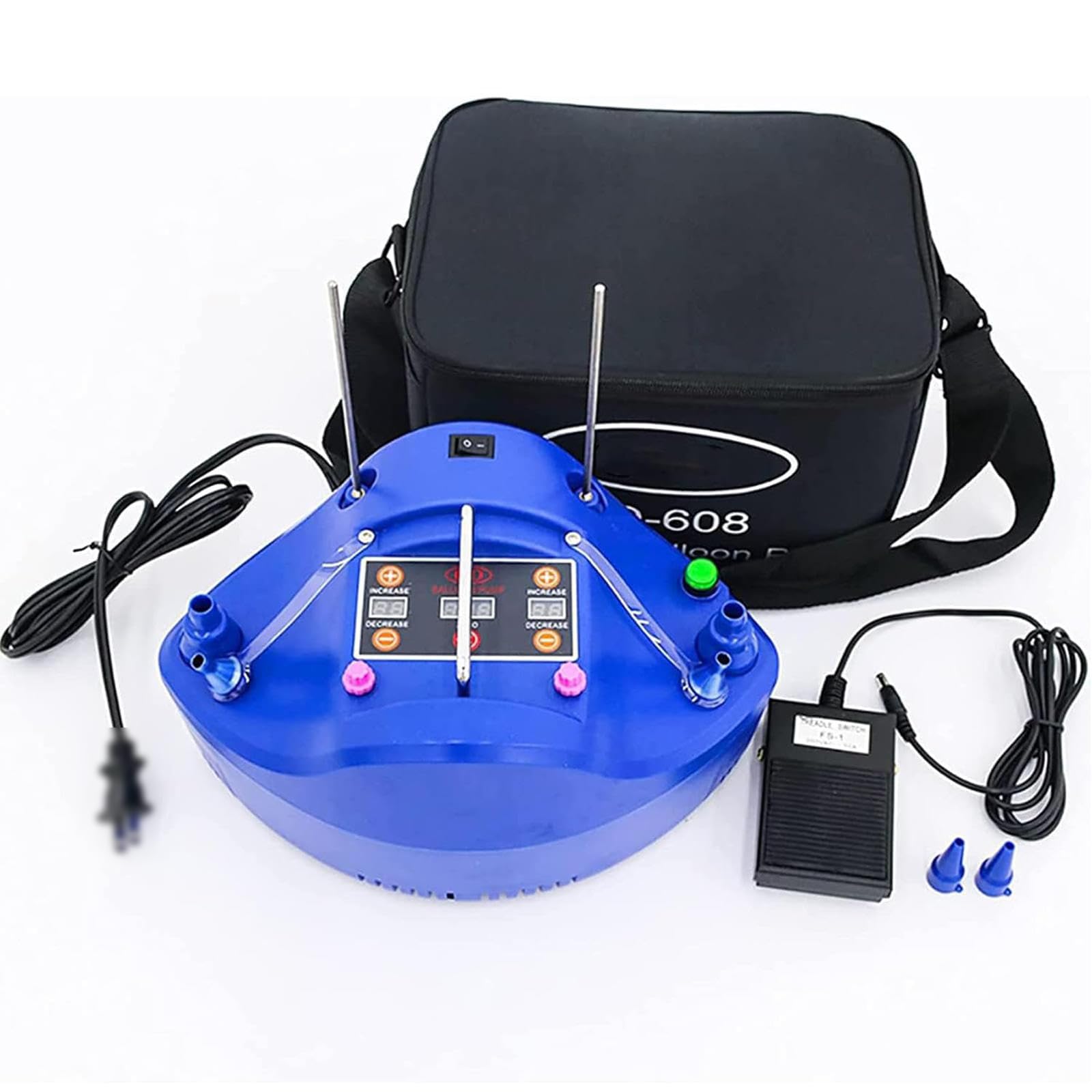 Pompa elettrica portatile per palloncini, gonfiatore a doppio ugello con interruttore a pedale e funzione di conteggio per decorazioni per feste