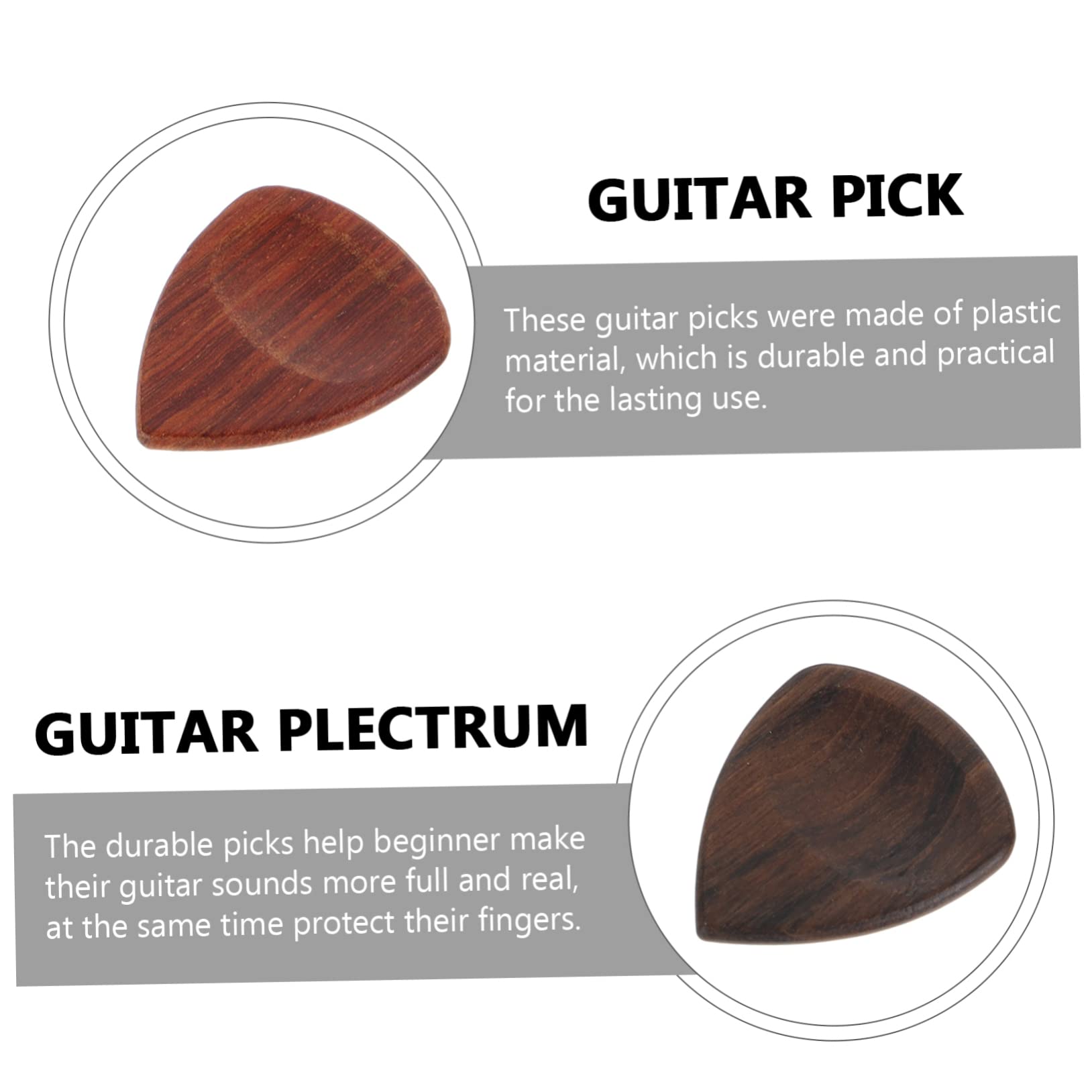 VICASKY 20piezas Púas De Guitarra De Madera Natural Para Guitarra Eléctrica Textura Sólida Accesorios Duraderos Para Músicos