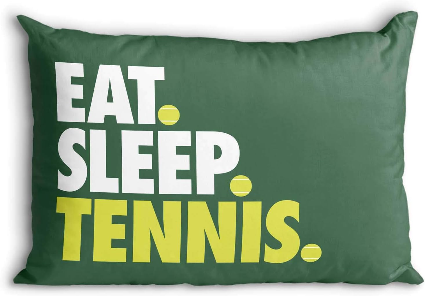 ChalkTalkSPORTS Eat. Sleep. Tennis. Pillowcase, Green, 30 in x 20 in, Polyester, Machine Washable