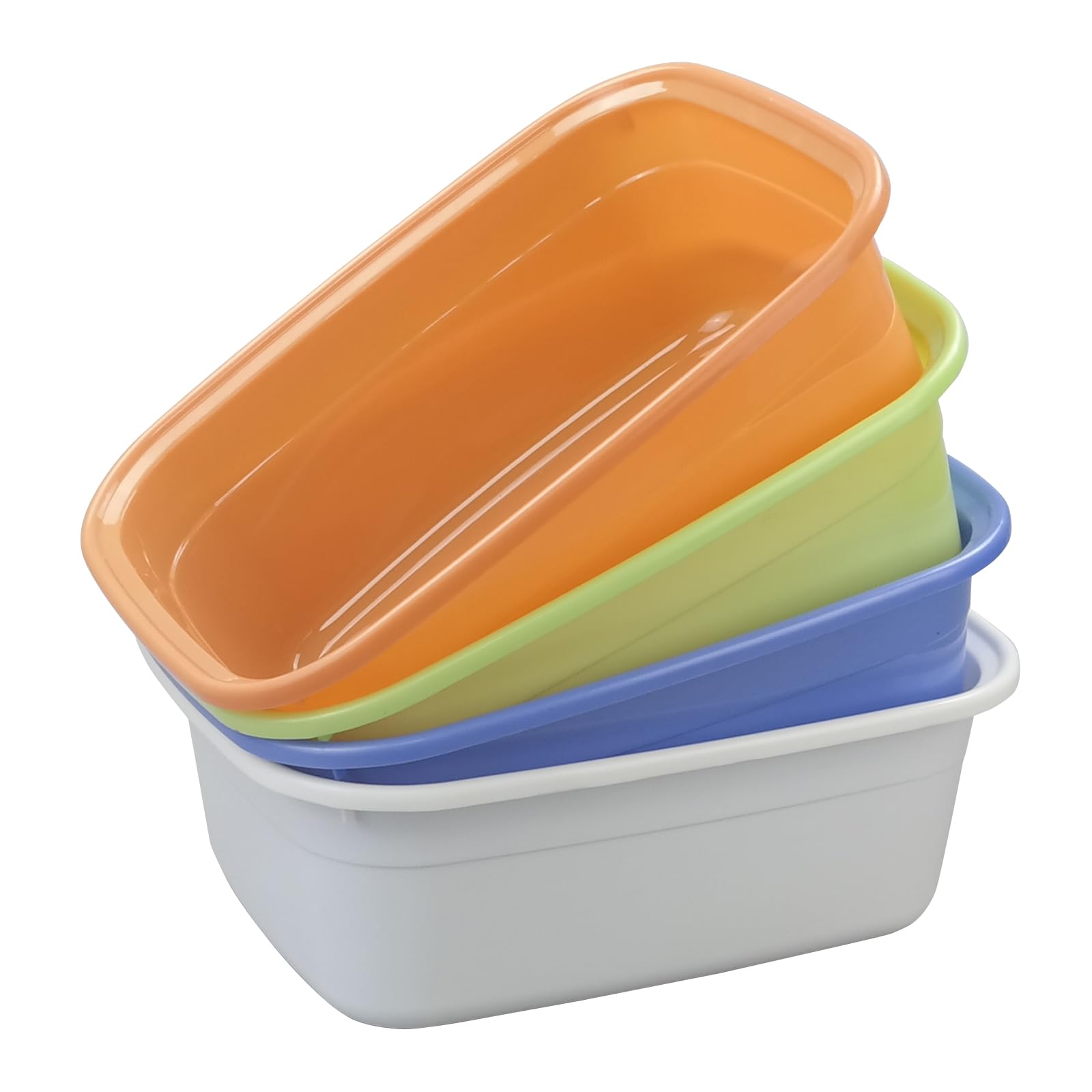 Lavabos rectangulaires en plastique coloré de 13 L en lot de 4 pièces