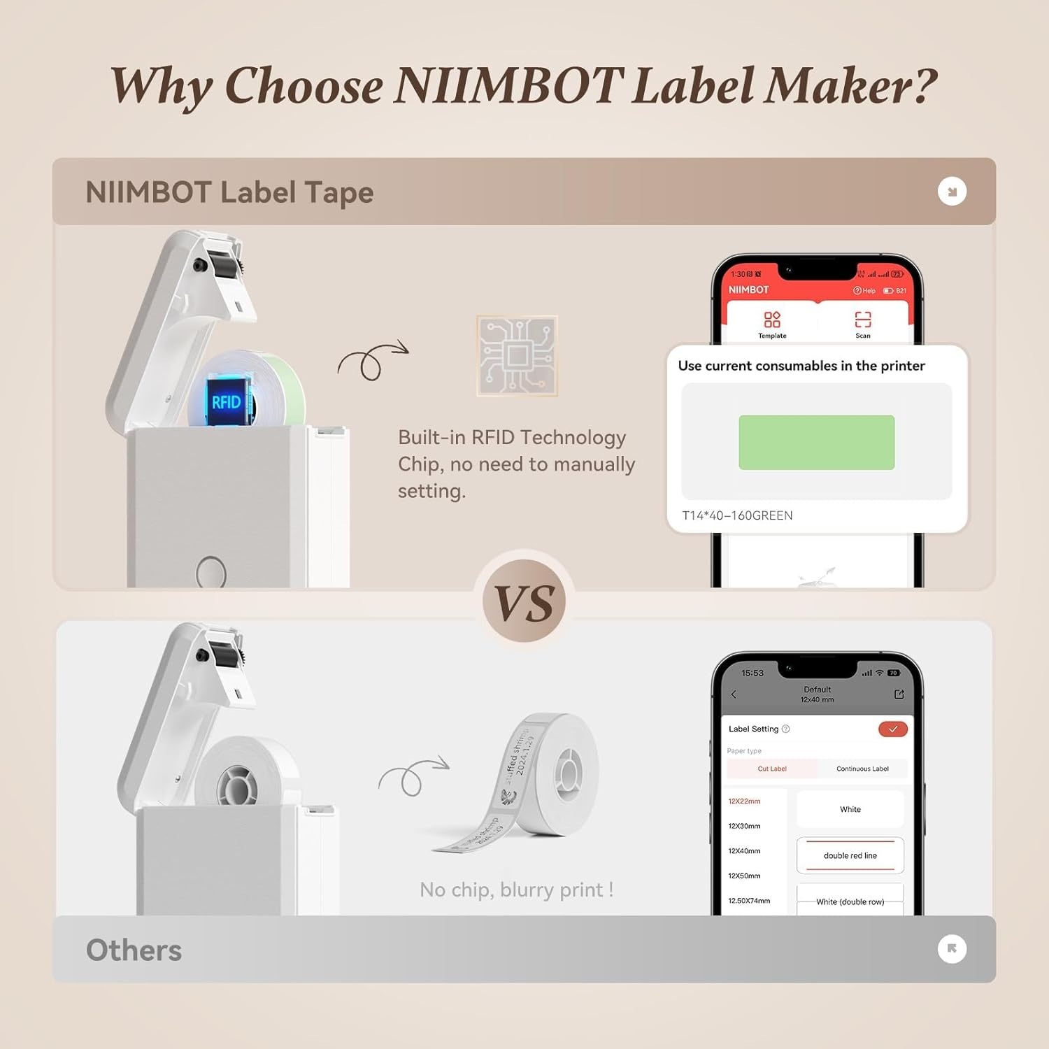 Professional | NIIMBOT D110_M Compact Label Maker Machine with Tape, Bluetooth Connection Multiple Templates Available for Phone Easy to Use for Office Home Organization Small and Medium Businesses 2026 - view 3