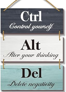 ONIZHITY 3Pcs Office Wall Decor Inspirational Office Decoration Rustic Farmhouse Motivational Wall Decor Ctrl Alt Del Wooden Sign for Home Living Room Bedroom BathroomFresh 10X4"