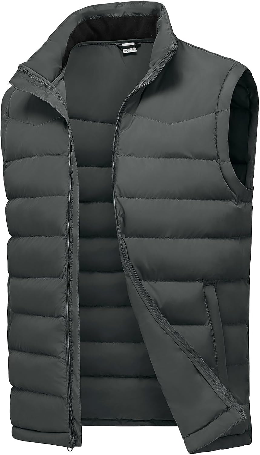 TBMPOY Men's Puffer Vest Lightweight Zip Up Sleeveless Jackets Outdoor Puffy Winter Insulated Outerwear for Running Golf