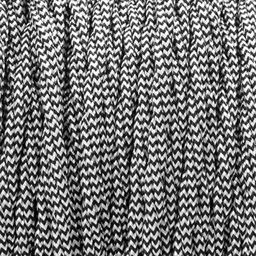 10 Meters / 32.8FT Black, White Braided Cable, 2 Core Electrical Cable