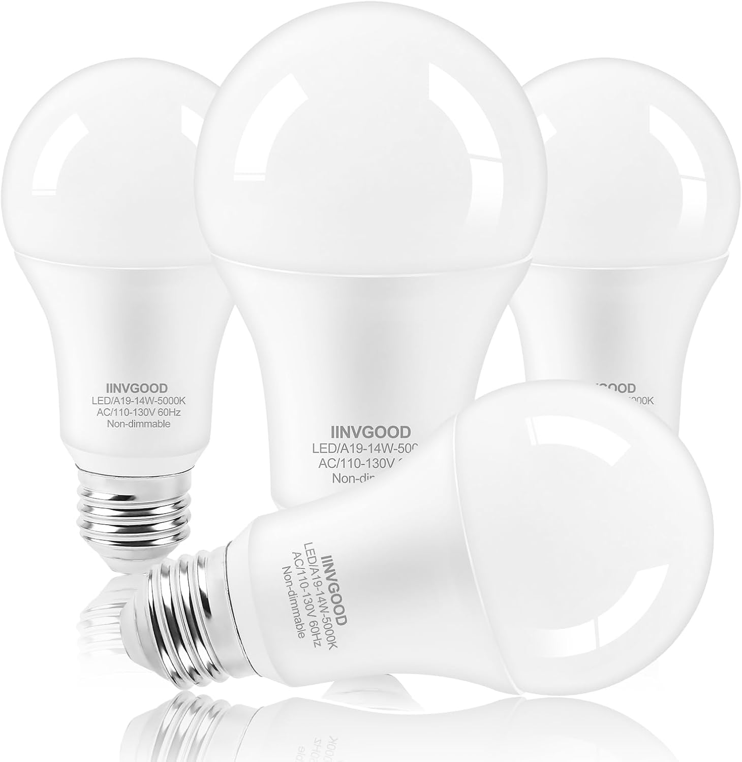 24 Packs 1600LM LED Light Bulbs 100 Watt Equivalent, 14W 5000K Daylight White A19 LED Bulbs, E26 Medium Base Bulbs for Indoor Outdoor, CRI 90+, Non-Dimmable