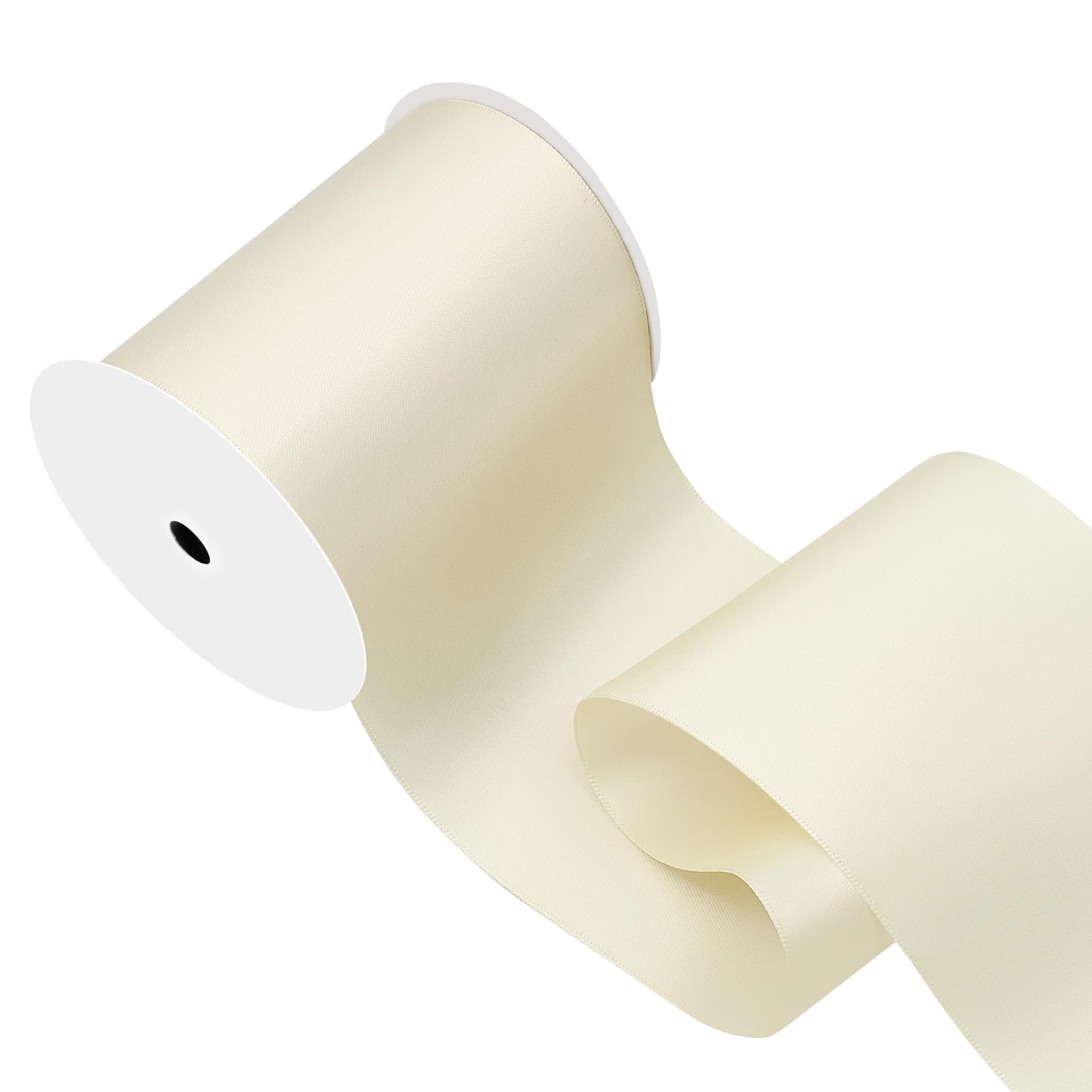 Ivory Satin Ribbon 4 inch X 15 Yards Polyester Ribbon for Gift Wrapping Very Suitable for Weddings Party Hair Bow Invitation Decorations and More