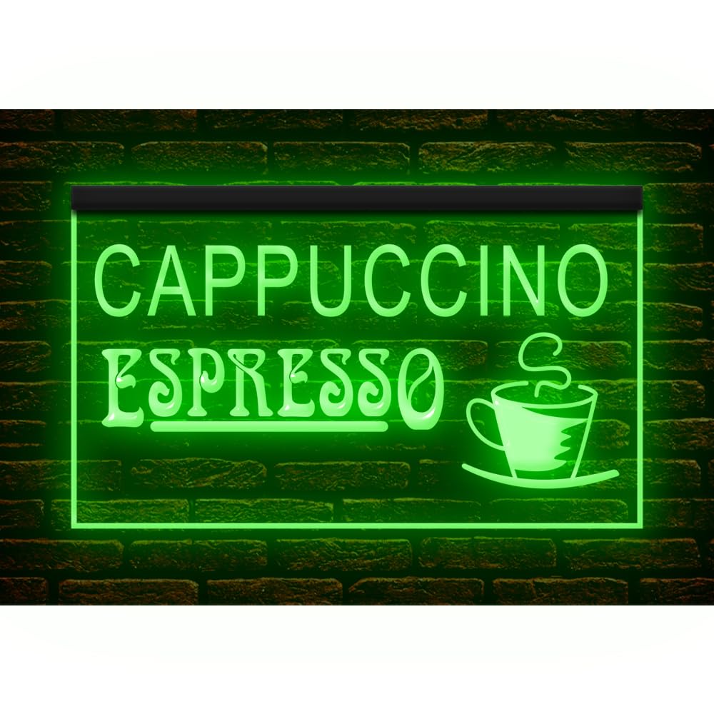 Easesign 110102 Cappuccino Espresso Coffee Cafe Shop Open Display LED Night Light Neon Sign (16" X 12", Green)