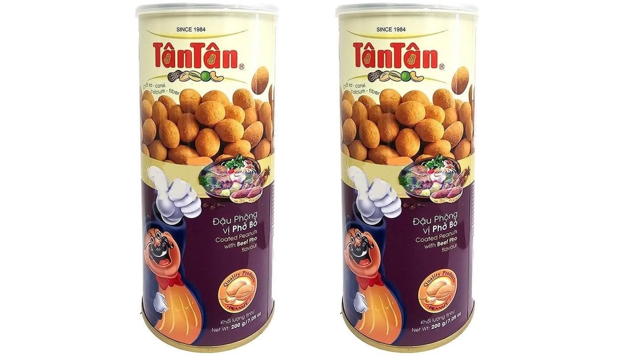 2 Packs - Beef Pho Flavour Peanuts - Dau Phong Vi Pho Bo - 7 Oz per Can with 2 Cans per Order