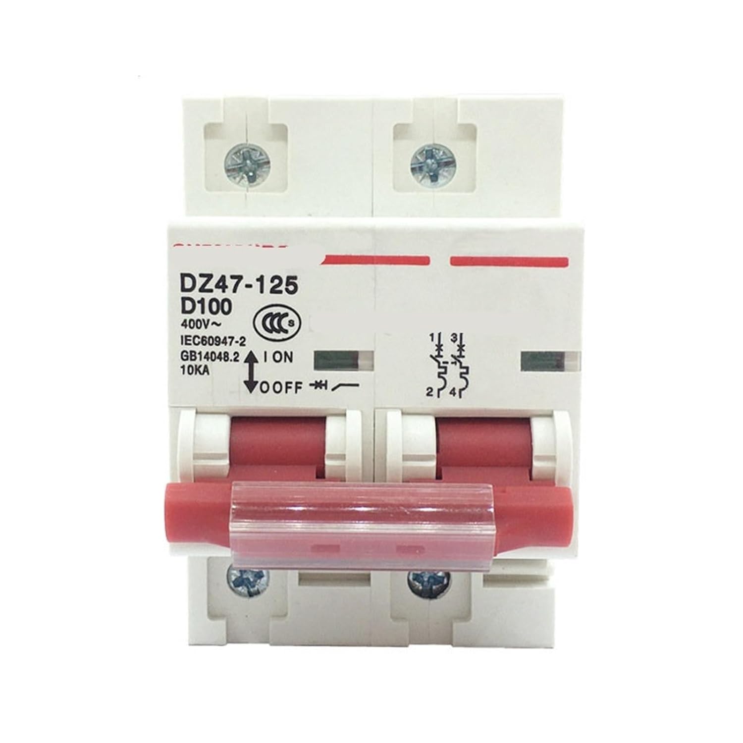 DZ47 1-4P 80A-125A 400V C Type Circuit Breaker MCB Short Overload Protector Din Rail Mount 1Pcs(2P,80A)