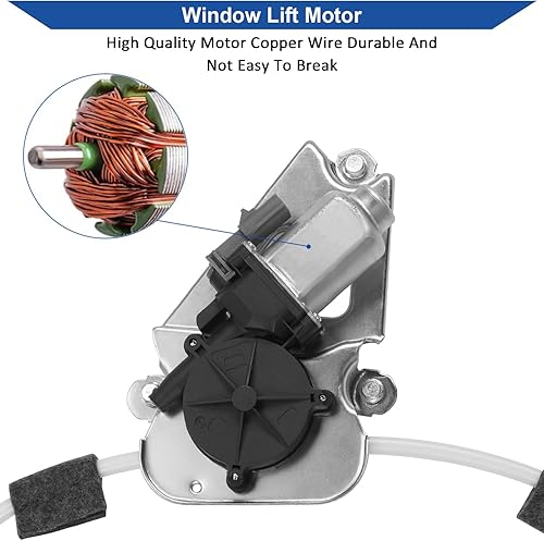 Miniatura 5 de 741-526 Conjunto de motor y regulador de la ventana eléctrica del lado del conductor delantero izquierdo compatible con Jeep Liberty KJ 2002 2003