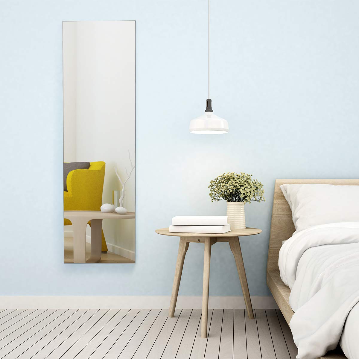COSTWAY Armoire à Bijoux Mural avec Miroir et Lumière LED Armoire de Rangement Accrochée à La Porte 120 x 36 x 10 cm (Blanc)