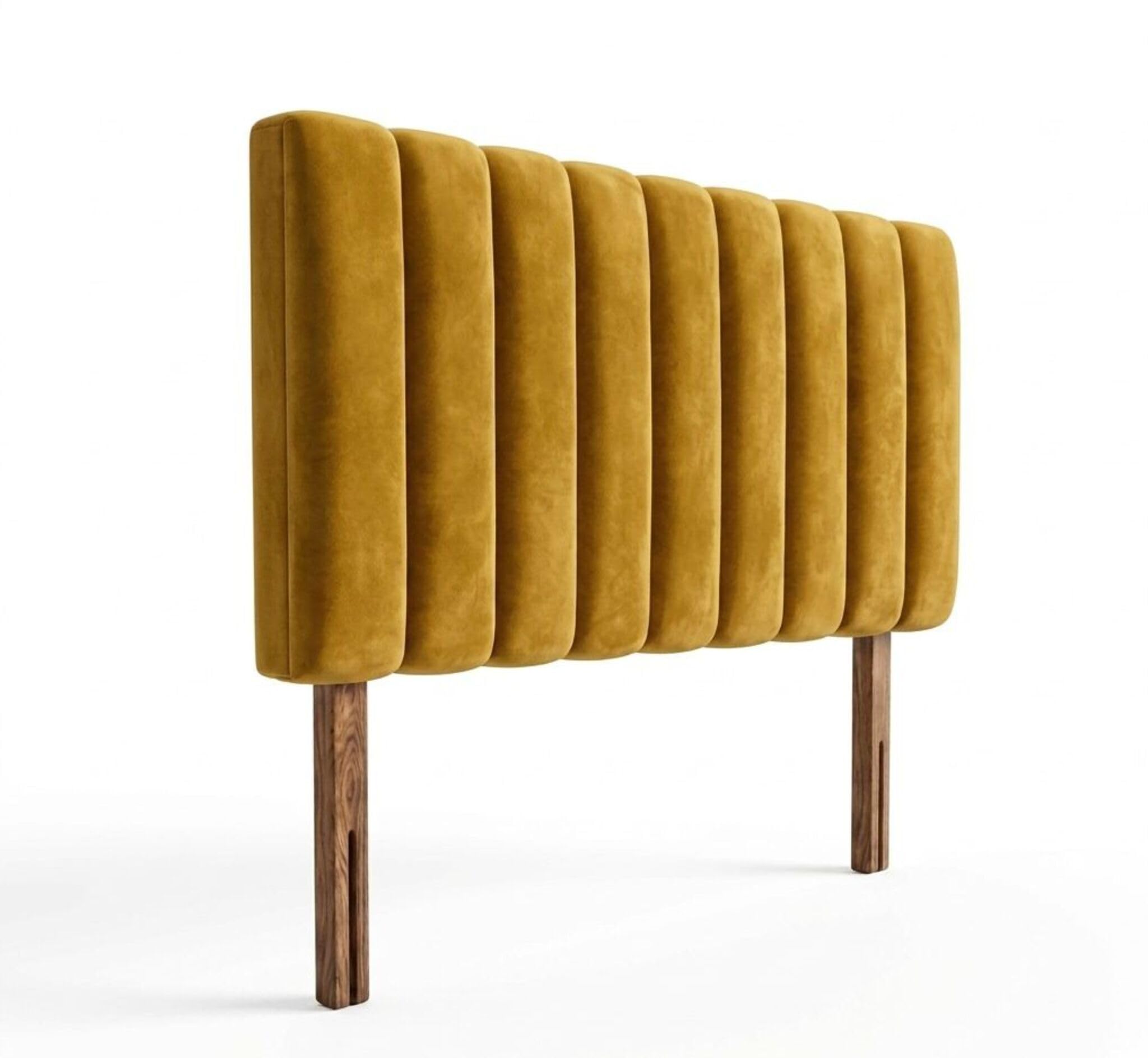 Luxuryh Portland Velvet Lined Upholstered Headboard for Divan Beds Plush Padded Vertical Panel Design with Wooden Struts Luxury Bedroom and Hotel Furniture Height 20 inch (MUSTURD, king 5ft)