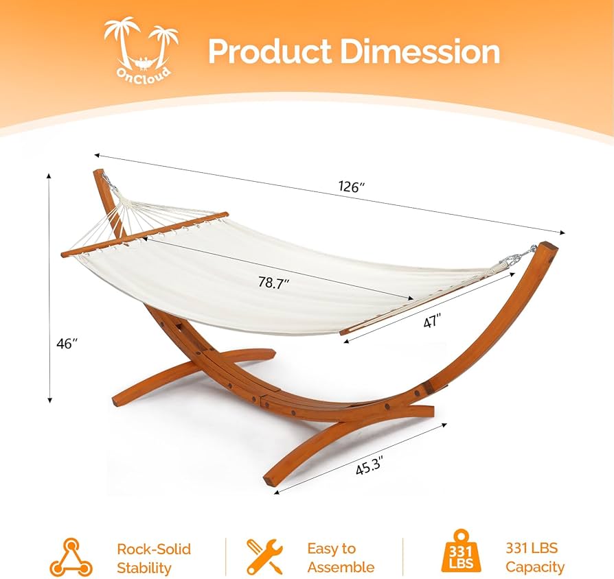 Amazon.com : ONCLOUD Premium Double Hammock Set with Curved