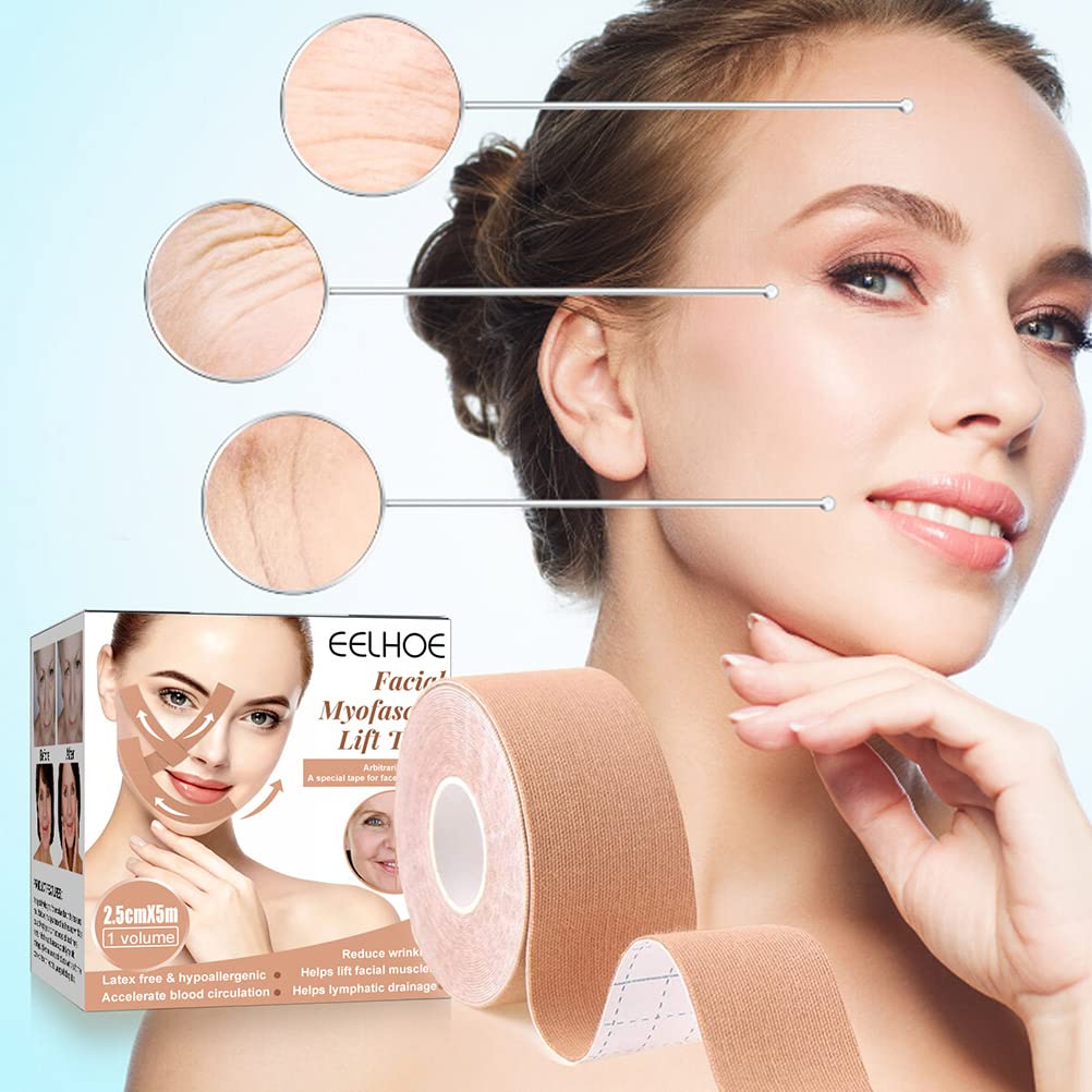 Cricia Face Lift Tape – Faltenpflaster Für Gesicht & Hals, Wasserfest, 2,5 Cm X 5 M