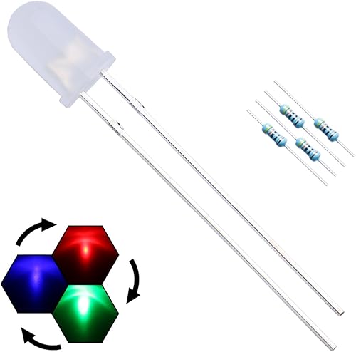 Miniatura 25 de 100 diodos LED de luces rojas de 0.197 in (lente roja) lente redonda difusa de 1.142 in de largo (CC 2 V) + 100 resistencias (para CC 6-12V)