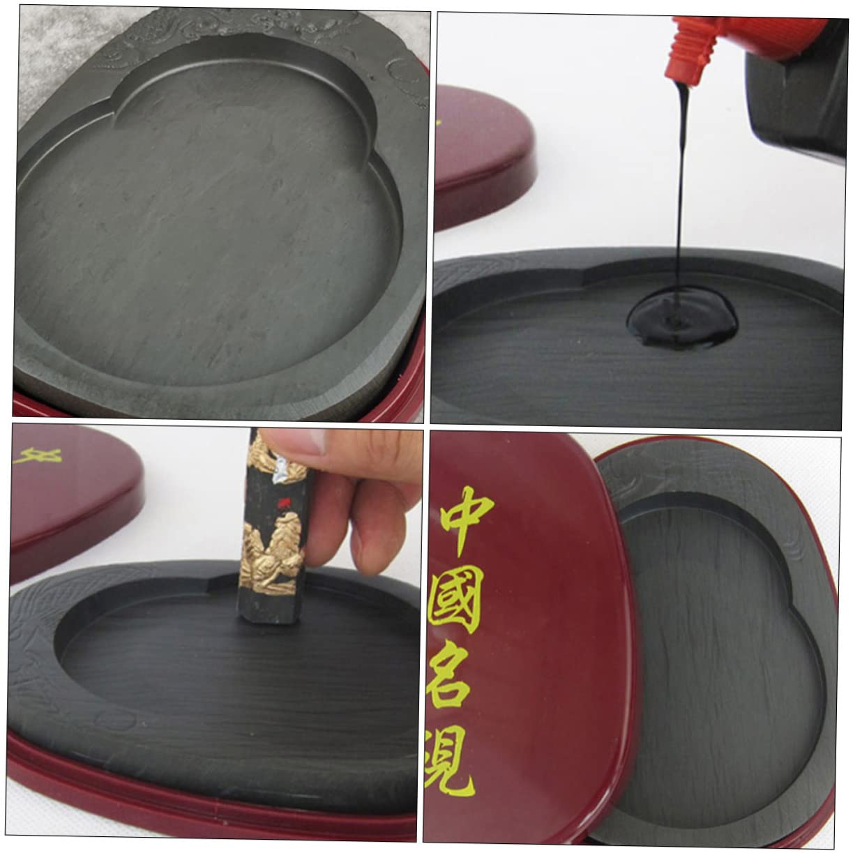 TEHAUX Pierre à Encre Chinoise Avec Couvercle En Pierre Naturelle Pour Peinture Et Écriture Accessoire Pratique Et Compact Pour Étudiants Et Artistes