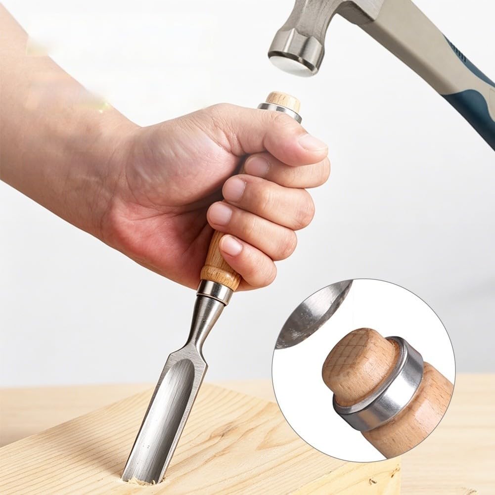 Juego de Cinceles para Madera para profesional para acero Cromo Vanadio Mangos Haya Tallado Artesanal 6-38mm(12mm)