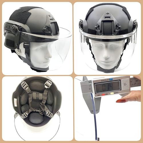 Miniatura 5 de Casco táctico ACH Airsoft con visera transparente de cara completa, protector protector MICH 2000 modo para paintball al aire libre CS Wargame