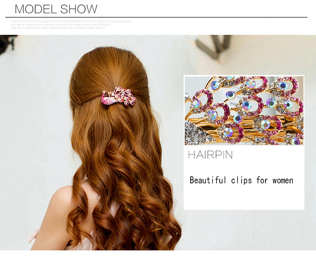 Amazon.com : Yusier Peacock Rhinestone Hair Clip Decorative  display picture 1