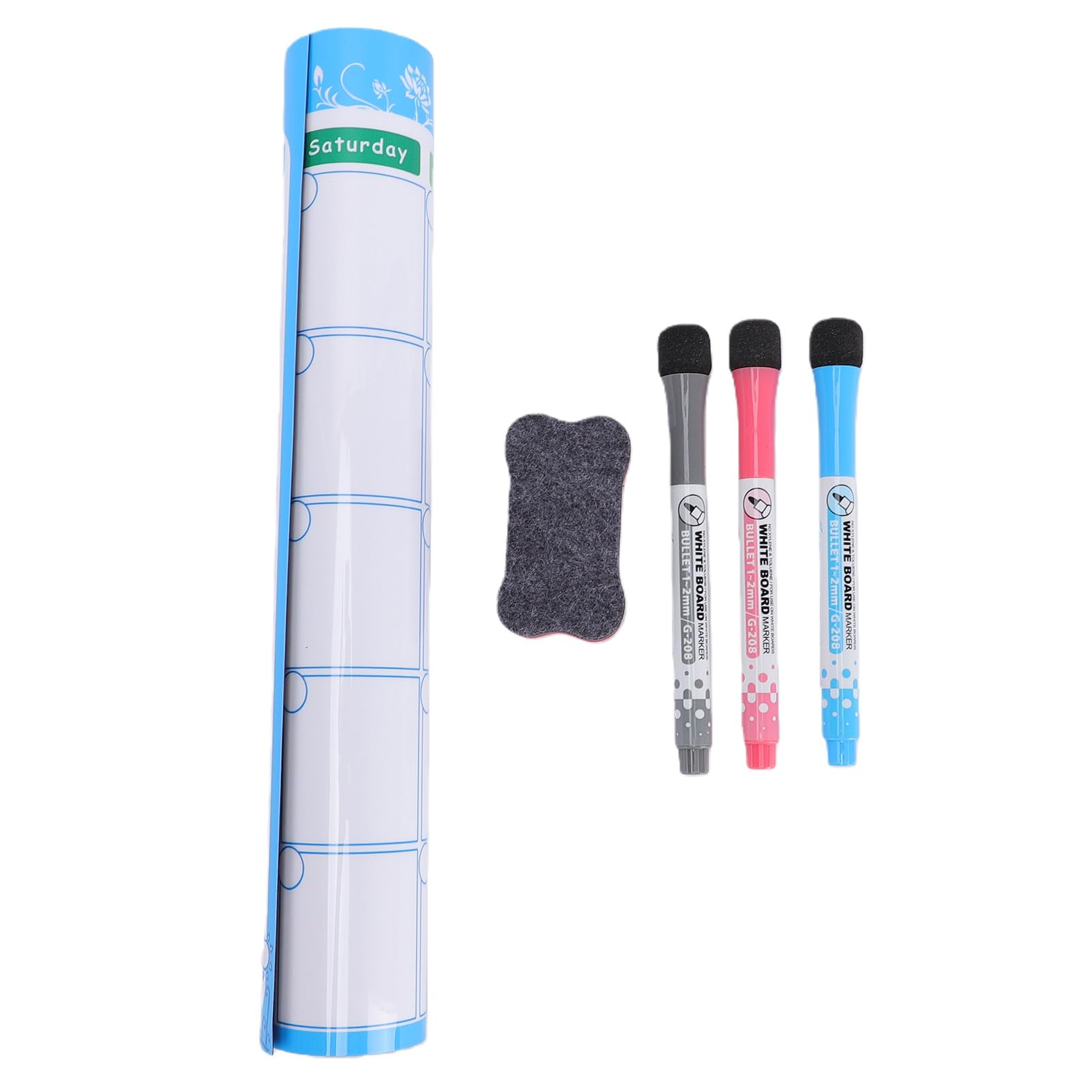 Karlak Magnet-Monatsplaner mit Farbmarkierungen und Radiergummi für Kühlschrank, Familienorganisation, Trocken Abwischbarer Kalender, 4 Stück (4 Sets roter, blauer, schwarzer Stift)