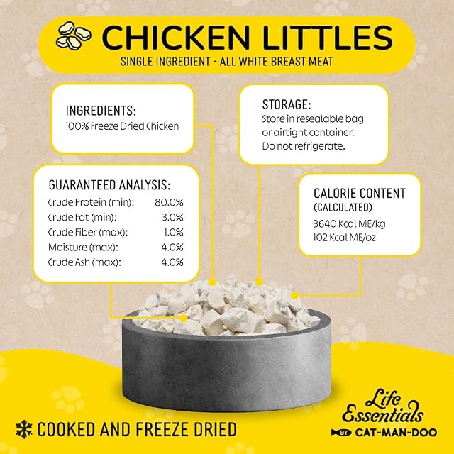 Foto 3 de 6 de Cat-Man-Doo Life Essentials Liofilizado Pollo Littles 5 oz Blanco 4pk