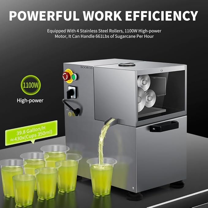 Extractor de Jugo de Caña Eléctrico 1100W 4 Rodillos Alta Ef miniatura 5