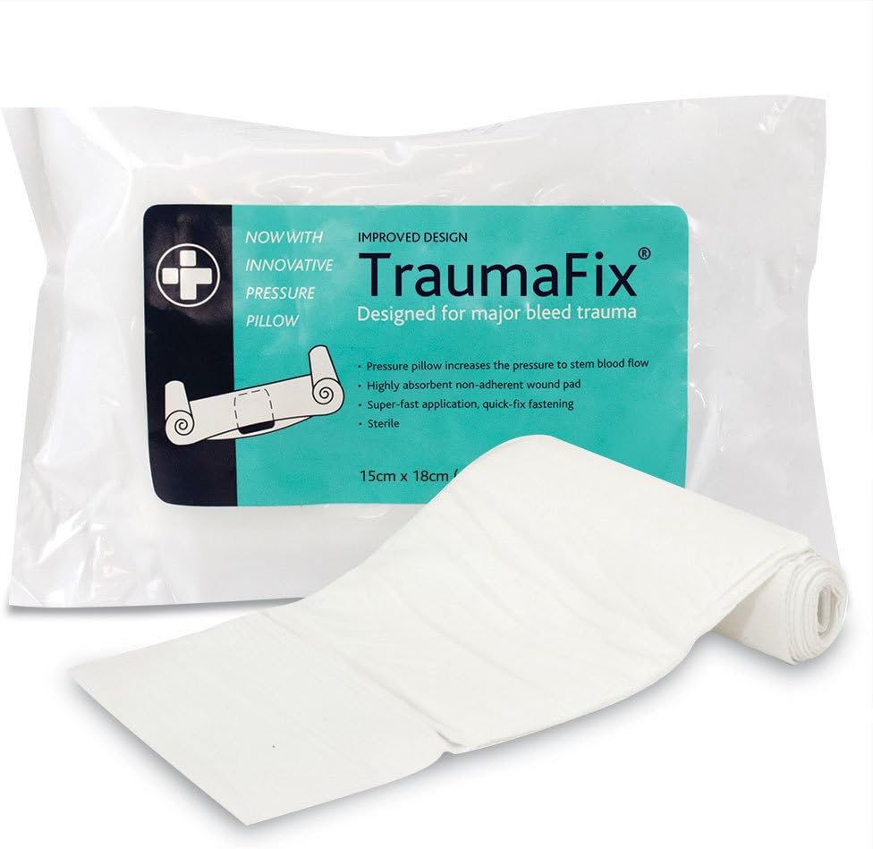 Reliance Medical Traumafix Sterile Dressing Pad, High Absorbency, Ideal for Trauma Care and Major Bleed Trauma, Single Unit, 15cm W x 18cm