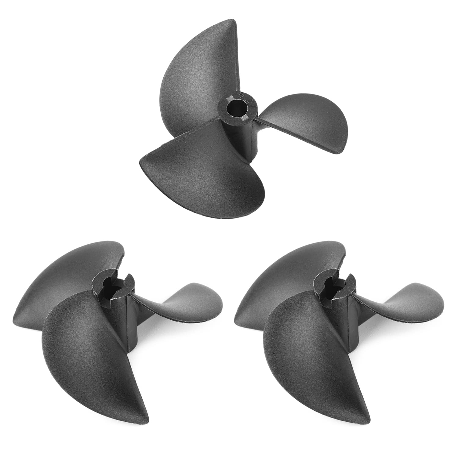 Fielect 3Pcs 3 Blades CCW Propeller for Ship Model Rc Boat Propeller Model Black Plastic Paddle 52mm Diameter 80mm Pitch 4.8mm Hole Dia