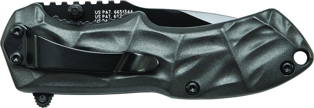 Smith & Wesson Black Ops SWBLOP3SMS 5.8in S.S. Assisted Opening Knife with 2.5in Serrated Drop Point and Aluminum Handle for Tactical, Survival and EDC