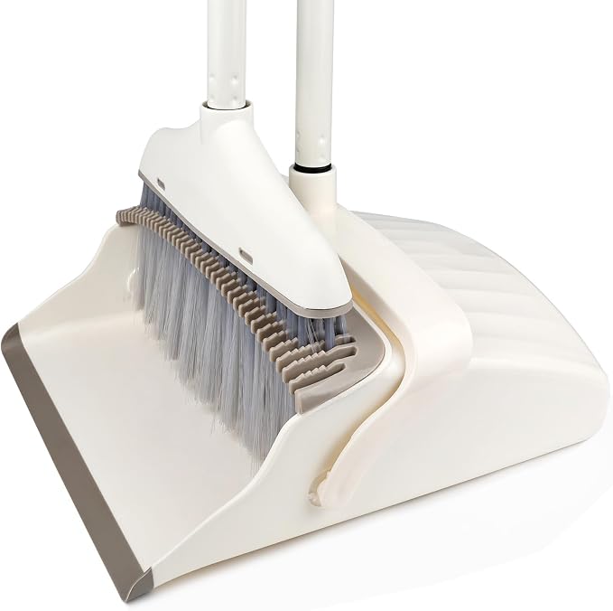 Broom and Dustpan Set for Clean - Broom with Dustpan Combo Set, 61" Broom and Dust Pan with Handle, Kitchen Broom Dustpan Set