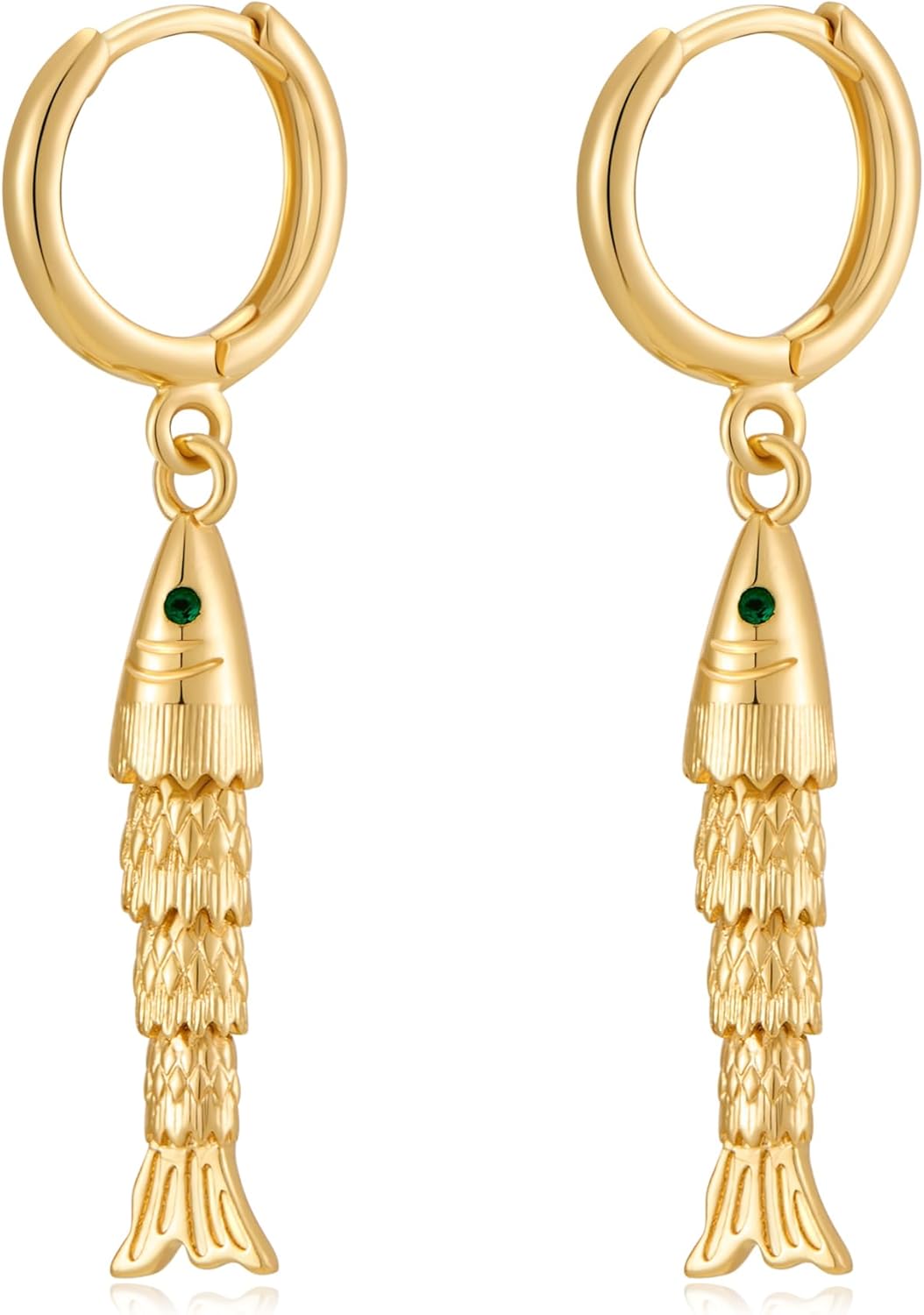 RAUCHBE Gold Fish Hoop Earrings for Women Summer Beach Earrings Vacation Jewelry for Tropical