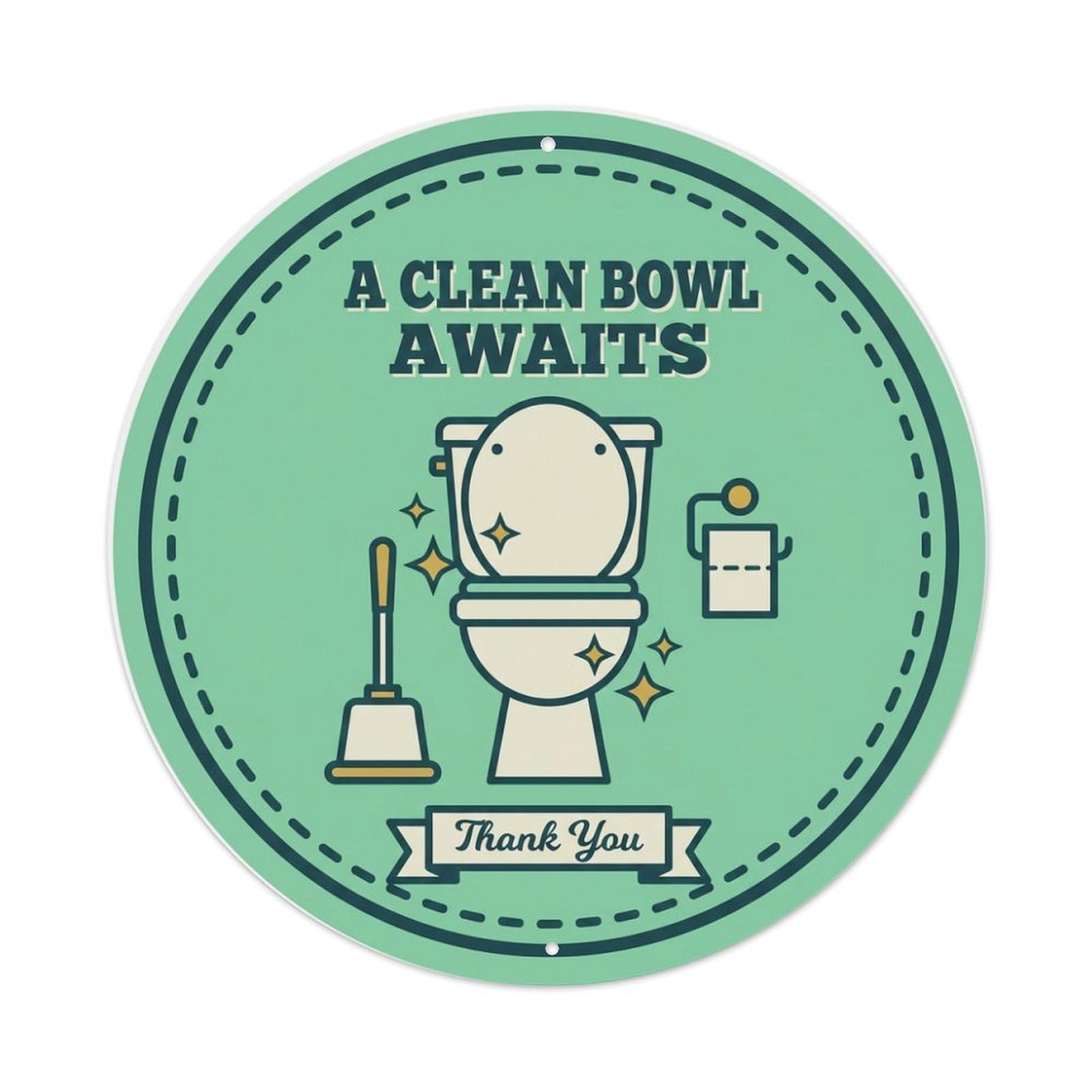 Fyrn Style Metal Tin Sign Toilet Clean Bathroom Reminder A Clean Bowl Awaits