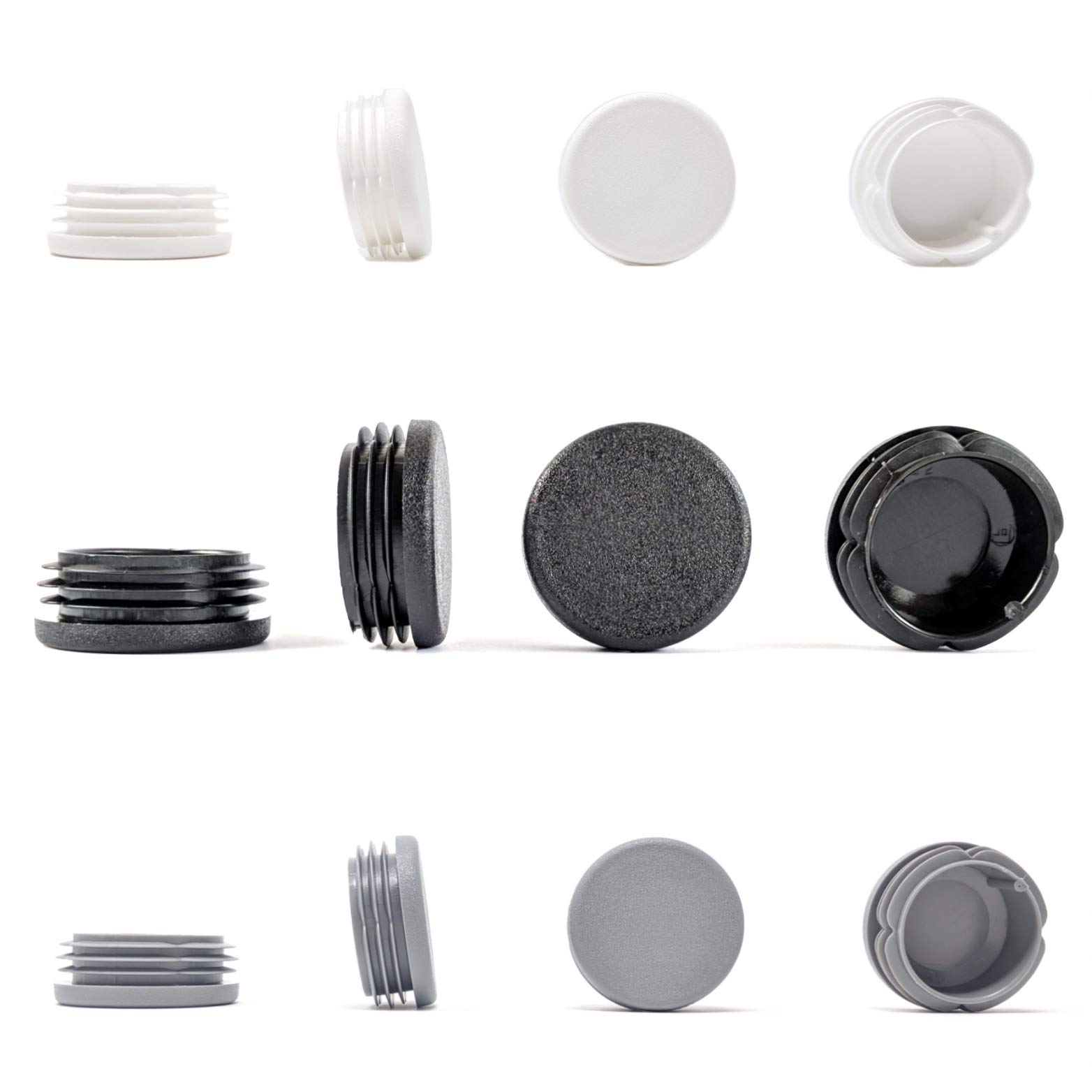 Round Tube Inserts End Caps, Varierty of Sizes in Black, White or Grey - Made in Germany (Please See Diagram Before Ordering) 42mm, Grey, Pack of 8 — image 1