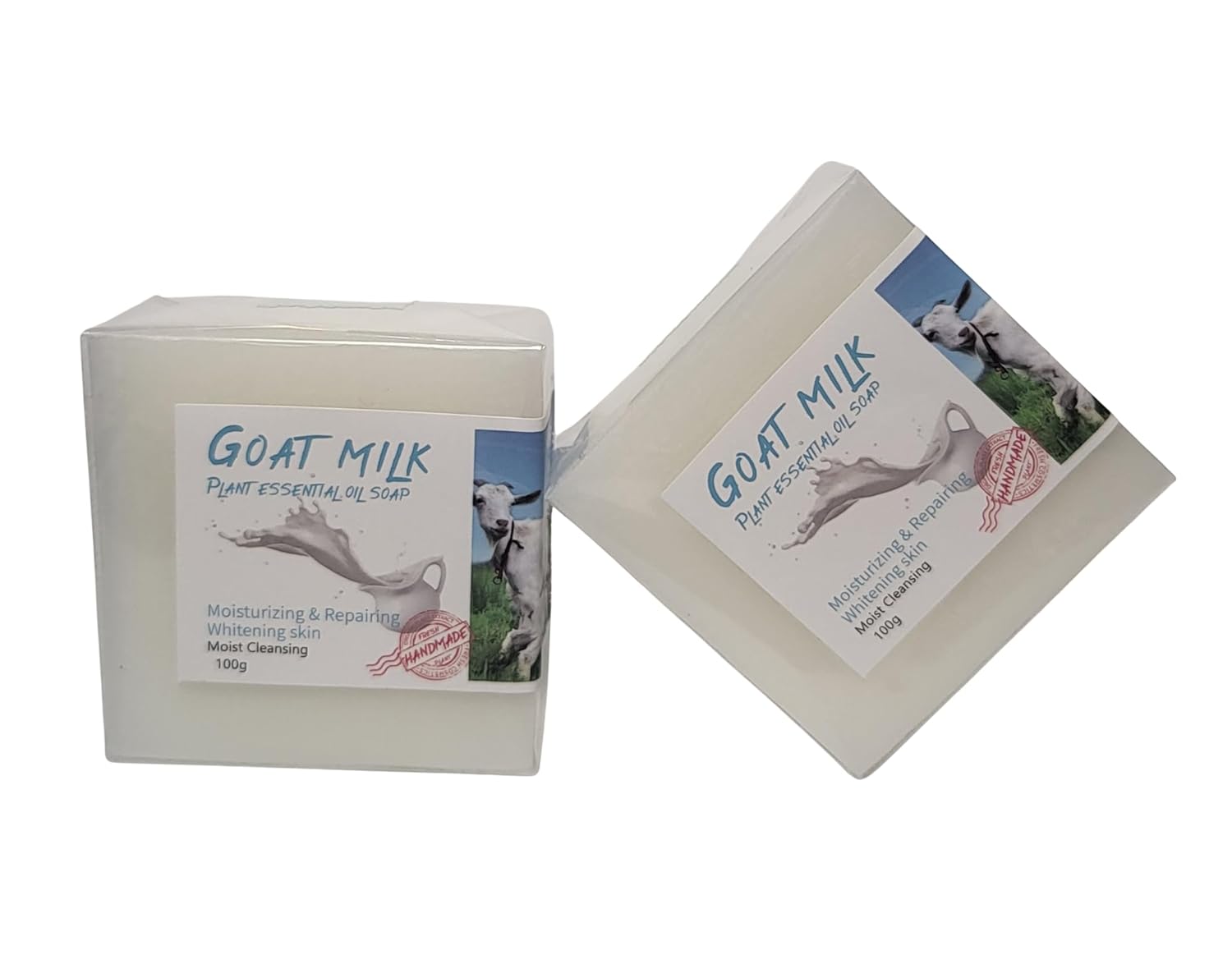 Goat Milk Soap Bar, Natural Handmade Soap, For Face & Body Wash, Moisturizer, Sensitive Skin, Deep Cleansing, Softening and Cleansing Bar Soap. 100 gram (Pack of 2)