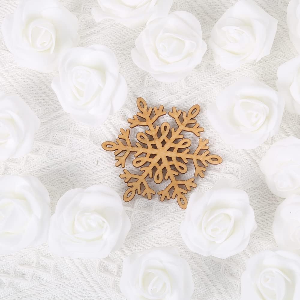 Stemless Roses, 200 Pcs White Artificial Rose Heads - 1.97in, Perfect for DIY Craft, Wedding Bouquet, Party Decoration