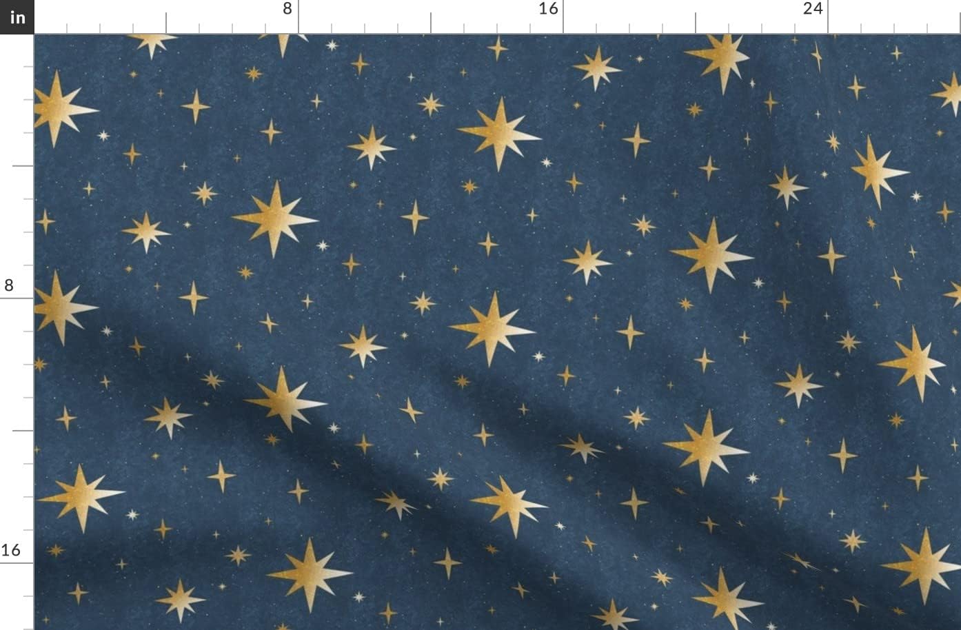 Spoonflower Fabric - Art Deco Blue Gold Night Sky Navy Mid Century Printed on Organic Cotton Sateen Fabric by The Yard - Sewing Quilting Apparel Home Decor