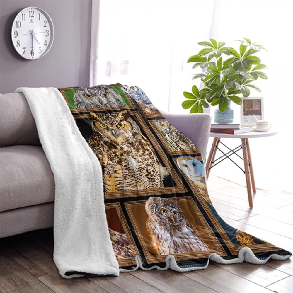 Owls Gifts for Women & Men - Owl Decor Fleece Throw Blanket, 50''x60'', Perfect for Owl Lovers, Home Decor - Image 3