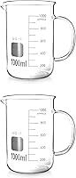 Vista 7 de QWORK Vaso con asa, 33.8 fl oz/33.81 oz, vaso medidor, vidrio borosilicato, taza con boquilla de vertido, paquete de 2
