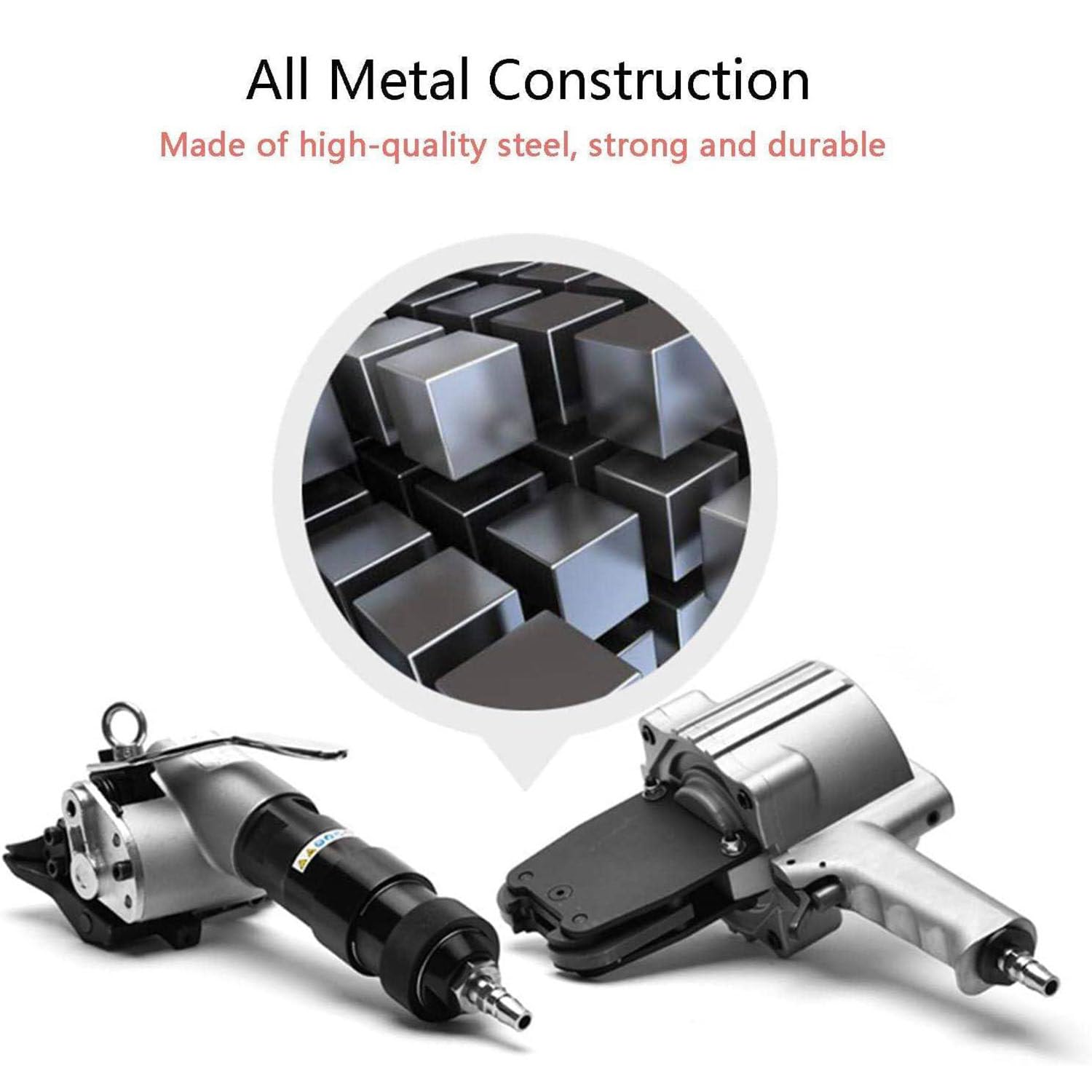 Pneumatische Stahlband-Umreifungsmaschine mit Spanner und Schneider für die Bündelung von SeMetal-Bändern in der Industrieverpackung