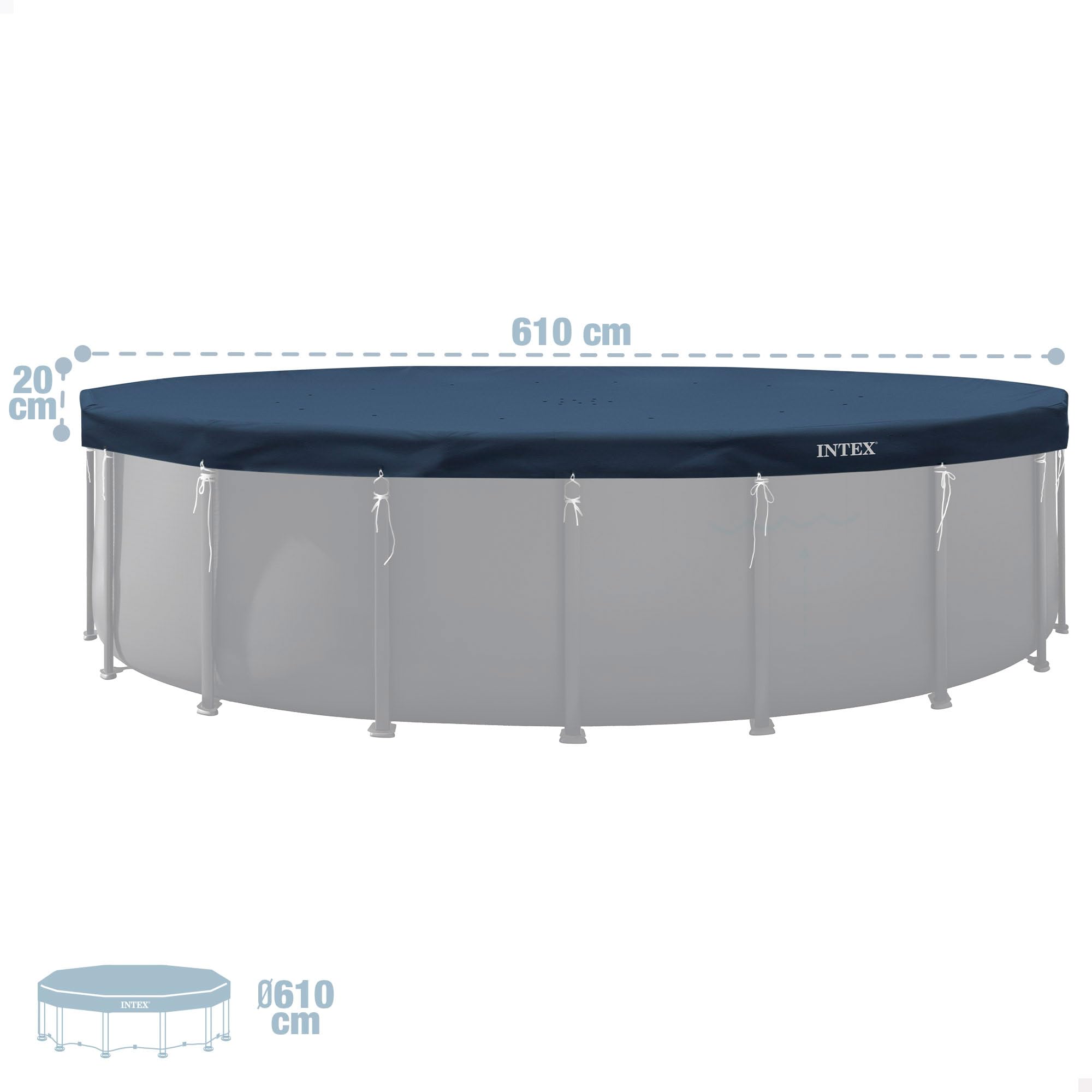 Intex - 28088 - Bâche Hiver pour Piscine Ronde Tubulaire diamètre 6,10M - Epaisseur 50/100