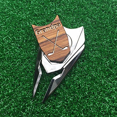 GRANDPA Engraved Golf Gift Divot Tool and Ball Marker in Teak Wood - Dad Personalized Gift, Dad Birthday Gift, Gift for Dad, Gift for Grandfather, Grandfather Christmas Gift, Gift for Granddad
