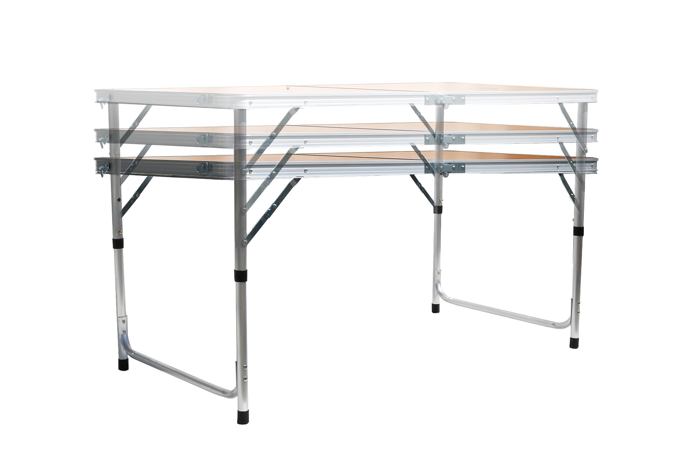 BDW Set di sedili da campeggio - tavolo pieghevole e 4 sedie - mobili da giardino, pieghevoli, tavolo 120x60 regolabile in altezza - set di mobili da giardino, leggero, in alluminio - Legno bianco