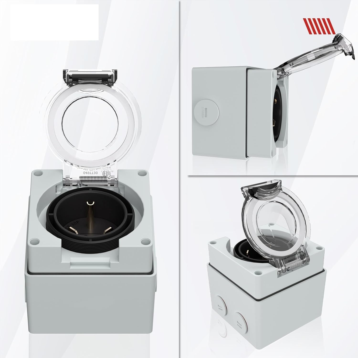 GUMMMY 1pcs 30Amp Power Inlet Box,125Volt NEMA TT-30P Receptacle Outdoor dustproof and Weatherproof for Electric Vehicles,etc.