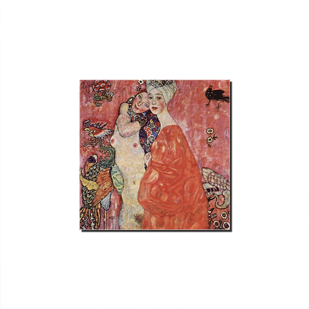 Tableau Gustav Klimt Les Amies Toile Célèbre Illustration Maison Déco Murale Encadrée