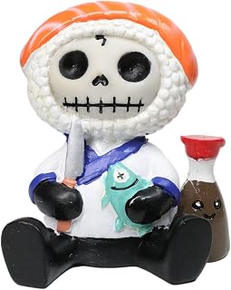 Ebros Gift Furrybones Sake Sushi Sashimi Chef Master Skeleton Figurine Small 3.25 Inch Tall Furry Bones Skulls Bones Decor Accent