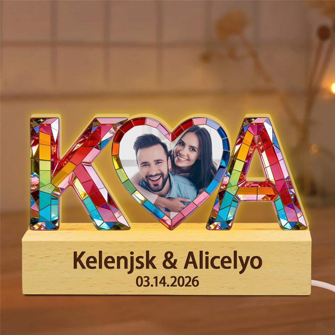BFHEFGSUU Personalised 2D Flat Couple Letter Night Light Custom Name Photo Funny Couple Acrylic Led Light Sign For Home Bedroom Decor Gifts For Wife Husband Valentine Wedding Anniversary (S 06)