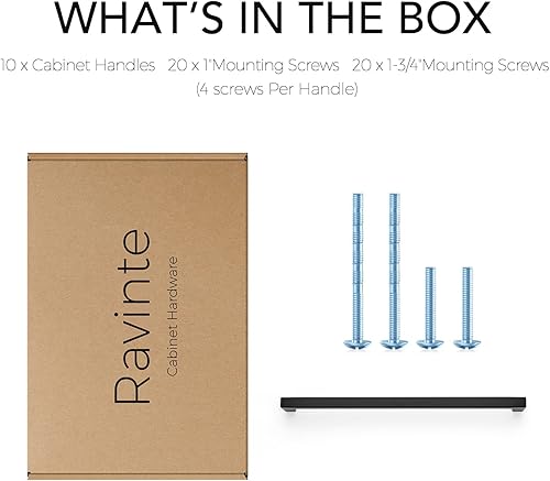 Vista 148 de Ravinte Paquete de 20 manijas cuadradas de gabinete de cocina de 18 pulgadas, color negro mate, tiradores de cajón negros, manijas de gabinete