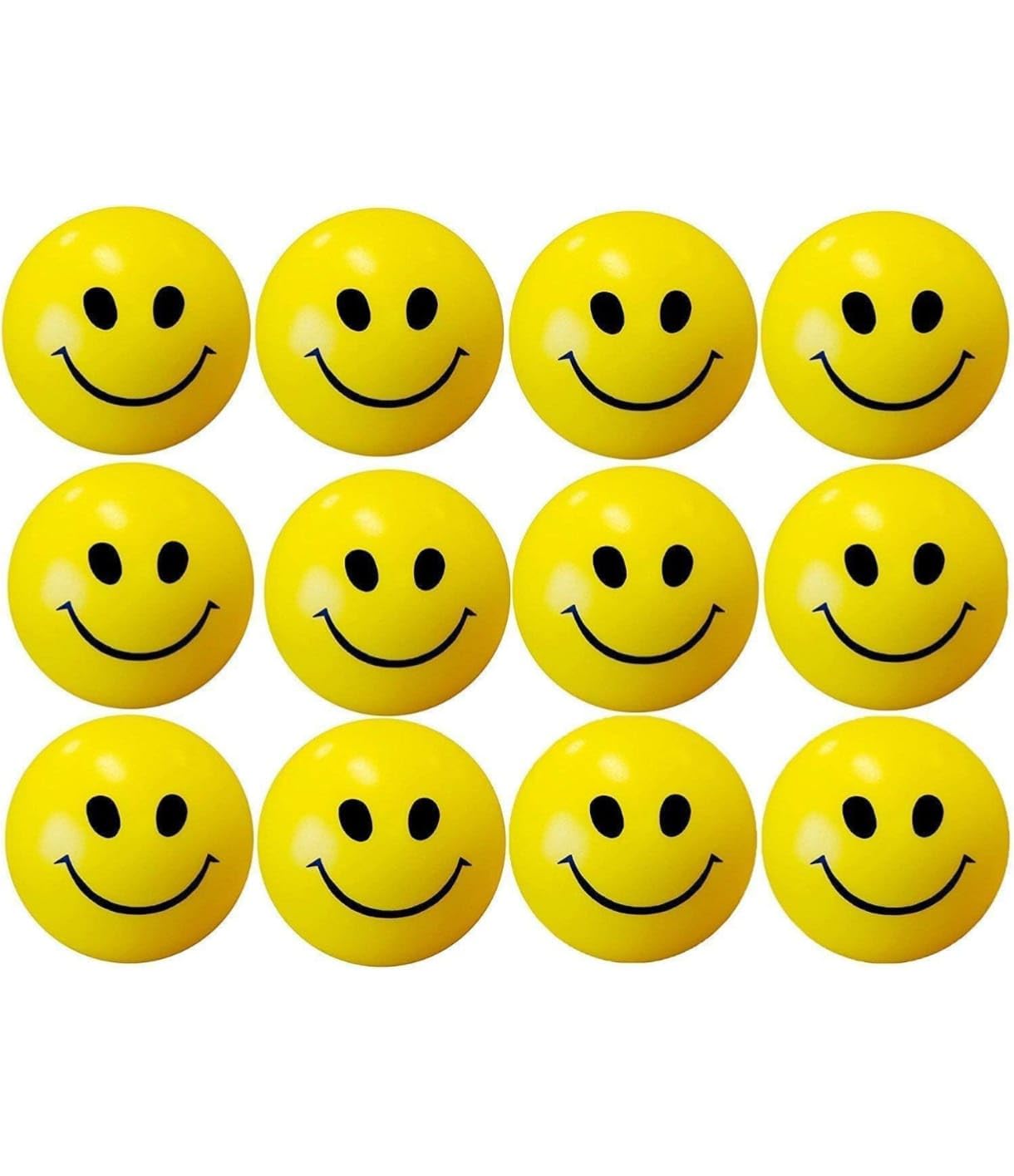 Smiley Balls Stress Relief Squeeze Balls, Lightweight Foam for Hand Exercise & Anxiety Relief (Pack of 12, Yellow)-image-9