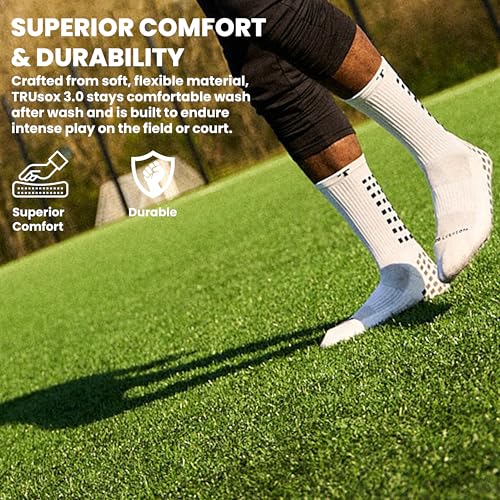 3.0 Cushioned Grip Socks, Made in the USA, Non Slip Unisex Grippy Soccer Crew Socks with Grip for Football and Soccer4